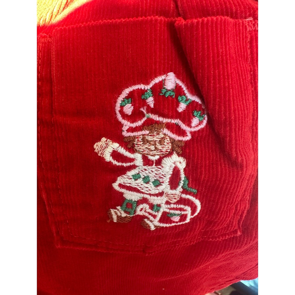 Vintage 1980 Strawberry Shortcake Red Corduroy Pants Wide leg Dobie Kids Size 10